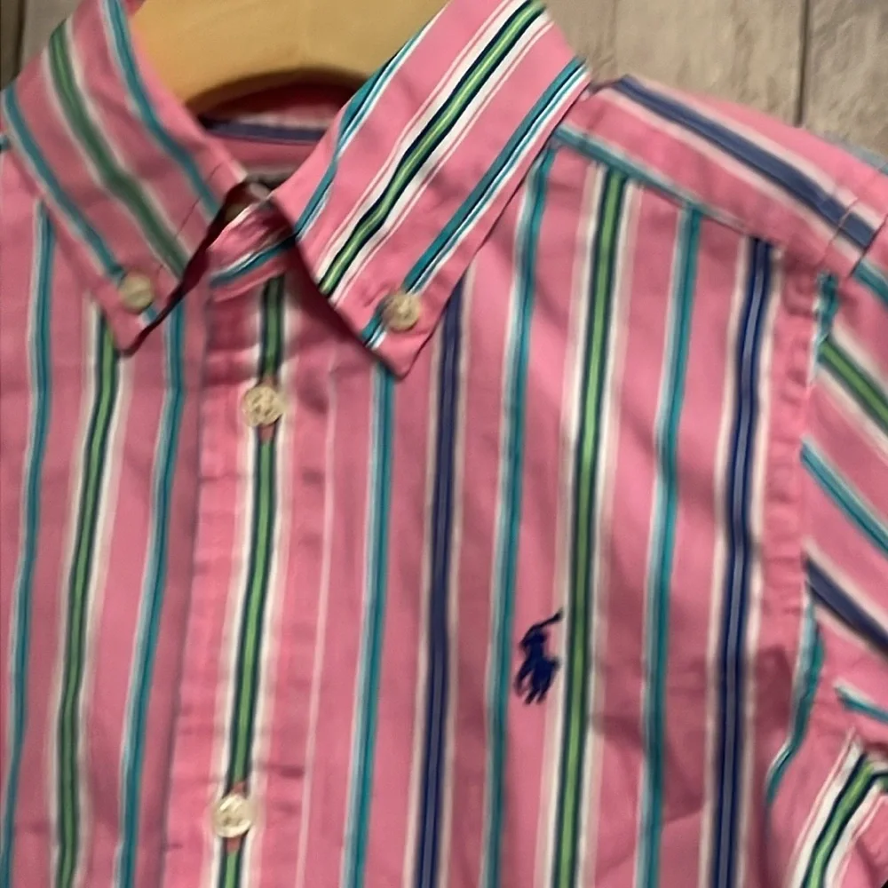 Ralph Lauren pink striped shirt long sleeves button down 3t NEW